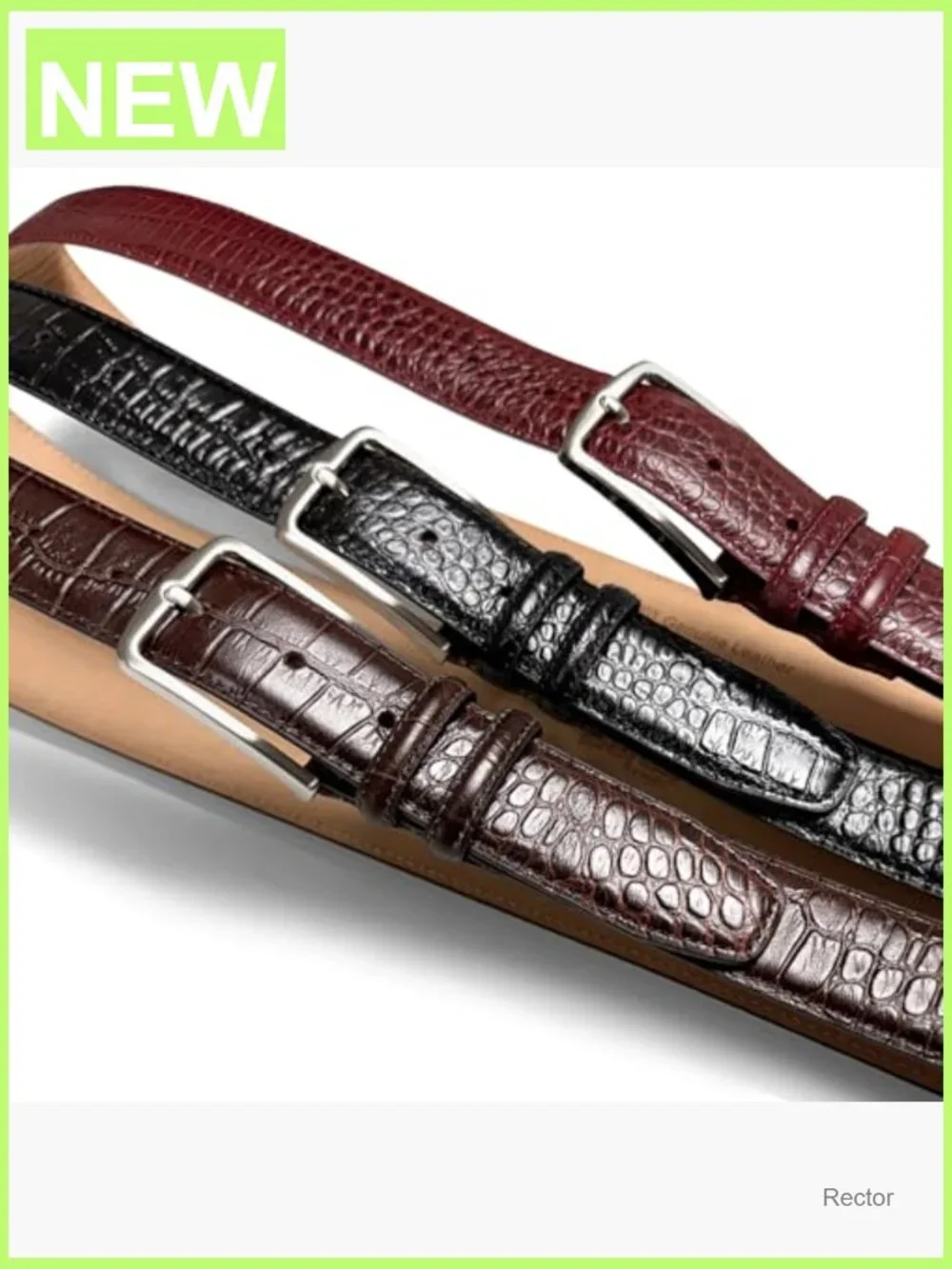 Genuine Leather Alligator Embossed Dress Belt 1-3/8